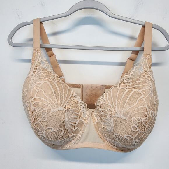 Paramour Tempting Plush Contoured All Over Lace Bra Size 38H Nude Wired 135061 - Picture 1 of 9